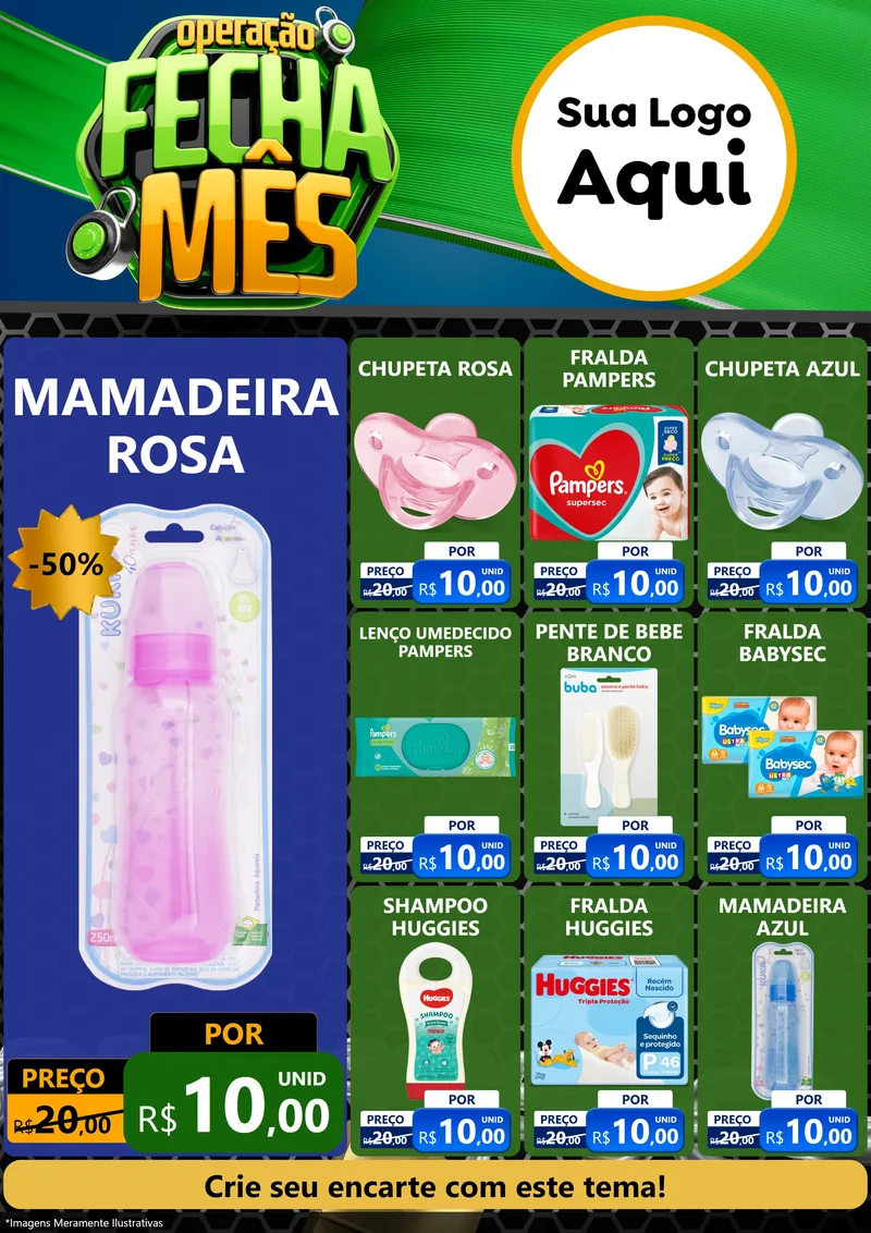 Modelo de Encarte para Encarte A4 Vertical com o tema Operação Fecha Mês para Bebês