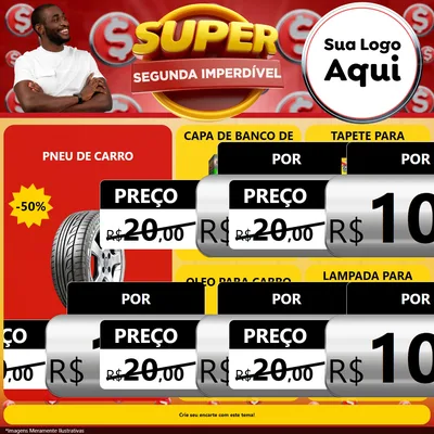 Modelo de Rede Social para Feed Facebook com o tema Super Segunda Imperdível para Auto peças