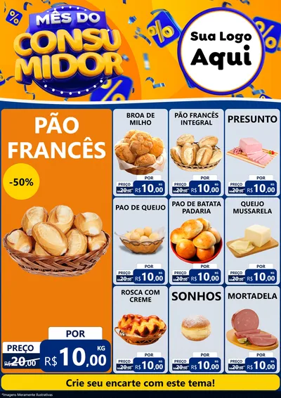 Modelo de Encarte para Encarte A4 Vertical com o tema Mês do Consumidor para Padaria