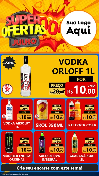 Modelo de Rede Social para Stories com o tema Super Ofertas Julho para Distribuidora de bebidas