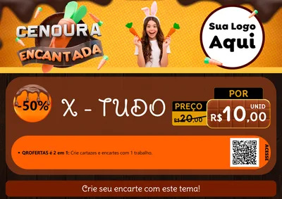Modelo de Cartaz para Cartaz A4 Horizontal com o tema Cenoura Encantada - Páscoa para Hamburgueria