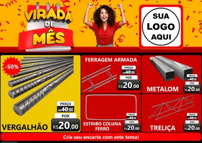 Modelo de Encarte para Encarte A4 Horizontal com o tema Virada de Mês para Ferragens