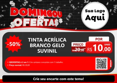 Modelo de Cartaz para Cartaz A4 Horizontal com o tema Domingou de Ofertas para Tintas e Ferramentas