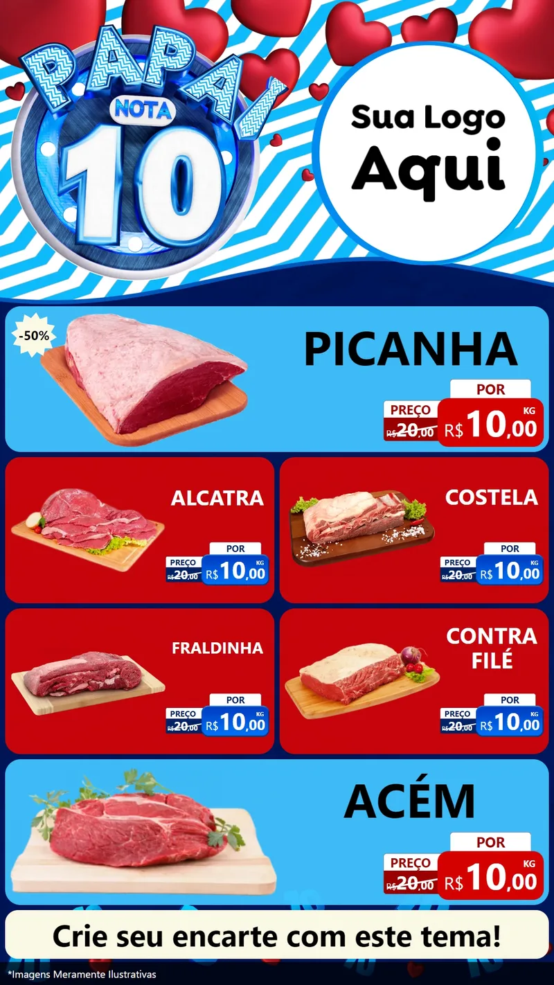 Modelo de TV para TV Vertical com o tema Papai Nota 10 para Açougue