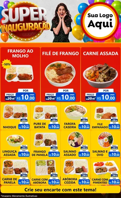 Modelo de Encarte para Encarte Grande com o tema Super Inauguração para Restaurante