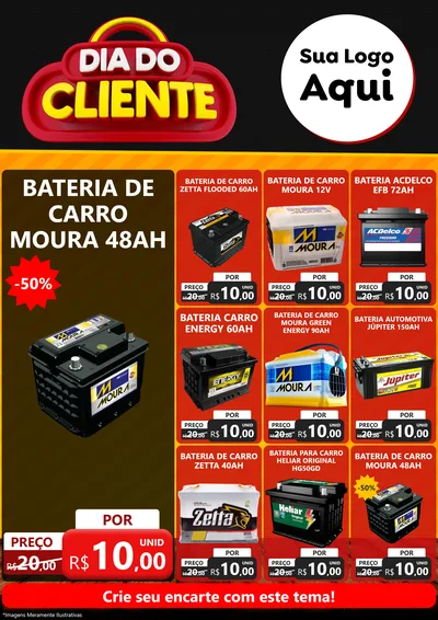 Modelo de Encarte para Encarte A4 Vertical com o tema Dia do Cliente para Baterias Elétricas