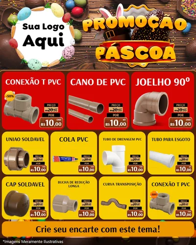 Modelo de Rede Social para Feed Instagram com o tema Promoção Páscoa para Tubos e conexões