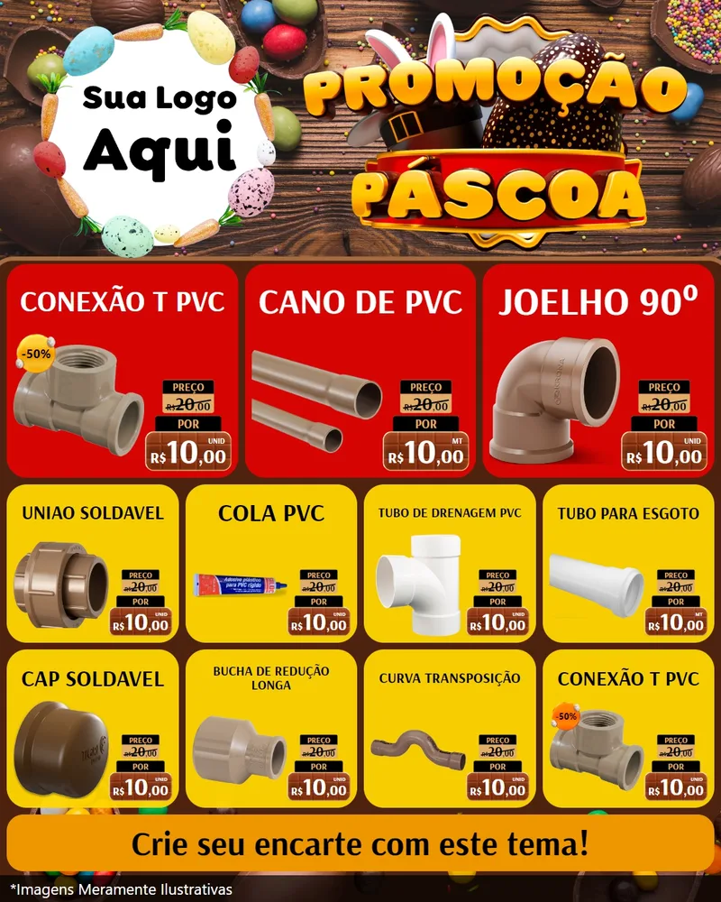Modelo de Rede Social para Feed Instagram com o tema Promoção Páscoa para Tubos e conexões