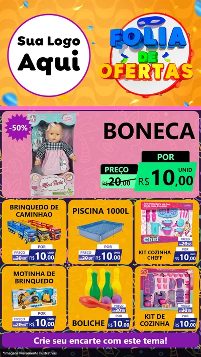 Modelo de Rede Social para Stories com o tema Folia de Ofertas para Brinquedos