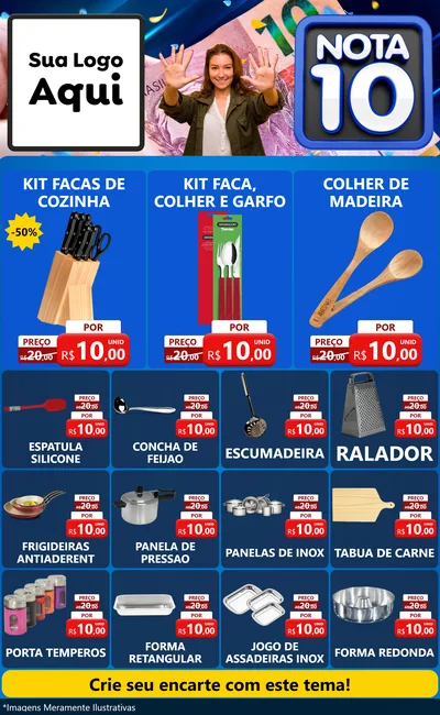 Modelo de Encarte para Encarte Grande com o tema Nota 10 para Utilidades Domésticas