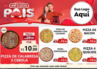 Modelo de Encarte para Encarte A4 Horizontal com o tema Mês dos Pais para Pizzaria
