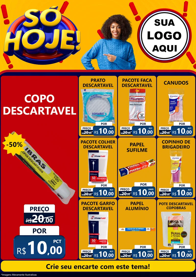 Modelo de Encarte para Encarte A4 Vertical com o tema Só Hoje! para Embalagens