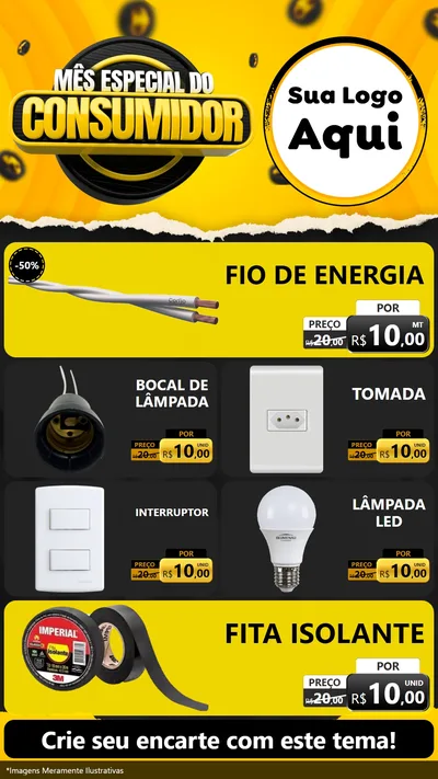 Modelo de TV para TV Vertical com o tema Mês Especial do Consumidor para Materiais Elétricos