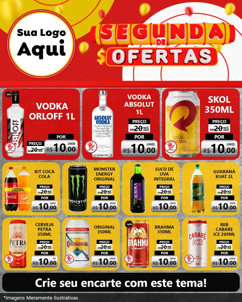 Modelo de Rede Social para Feed Instagram com o tema Segunda de Ofertas para Distribuidora de bebidas