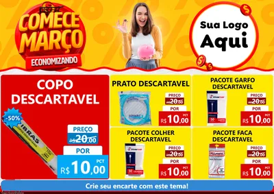 Modelo de Encarte para Encarte A4 Horizontal com o tema Comece Março Economizando para Embalagens