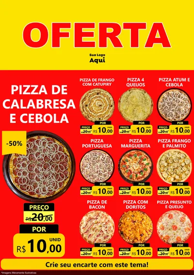 Modelo de Encarte para Encarte A4 Vertical com o tema OFERTA - Vermelho Cartaz para Pizzaria