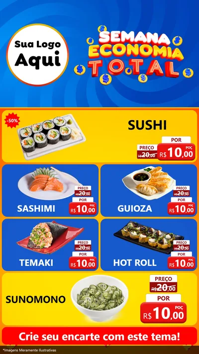 Modelo de TV para TV Vertical com o tema Semana Economia Total para Comida japonesa