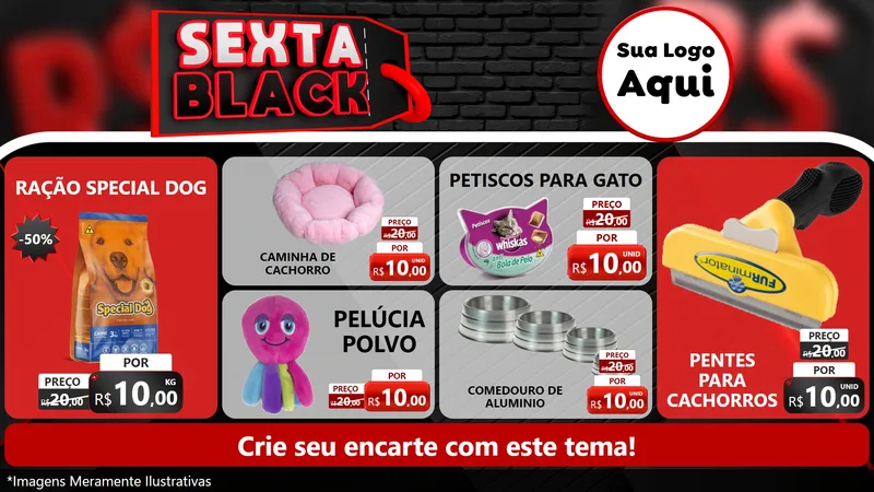 Modelo de TV para TV Horizontal com o tema Sexta Black para Pet Shop