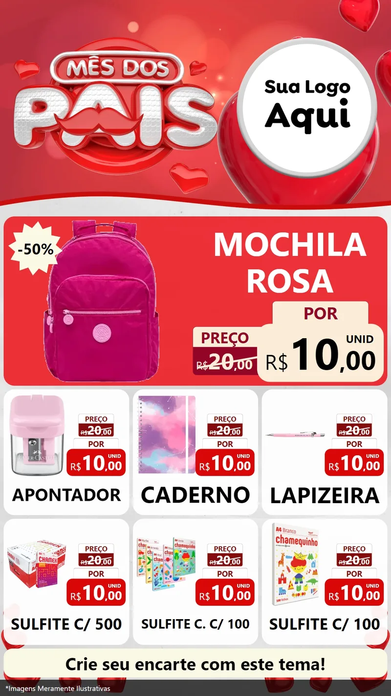 Modelo de Rede Social para Stories com o tema Mês dos Pais para Papelaria