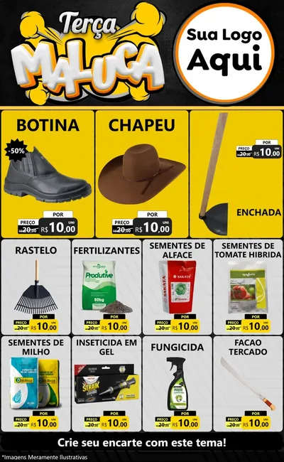 Modelo de Encarte para Encarte Grande com o tema Terça Maluca para Agropecuária