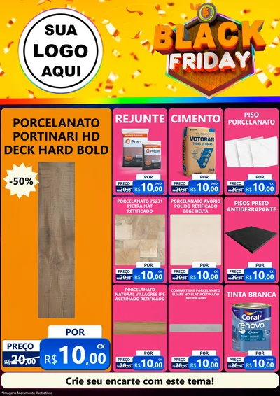 Modelo de Encarte para Encarte A4 Vertical com o tema Black Friday para Pisos e revestimentos