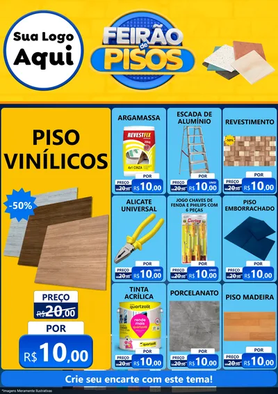 Modelo de Encarte para Encarte A4 Vertical com o tema Feirão de Pisos para Material para Construção