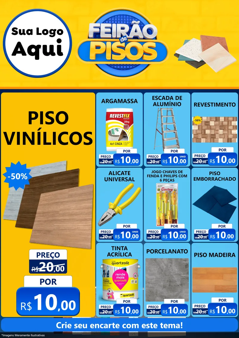 Modelo de Encarte para Encarte A4 Vertical com o tema Feirão de Pisos para Material para Construção