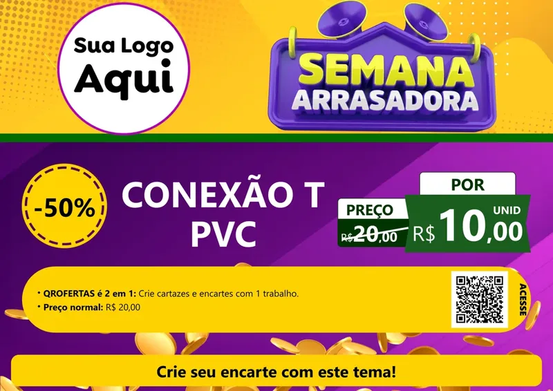 Modelo de Cartaz para Cartaz A4 Horizontal com o tema Semana Arrasadora para Tubos e conexões