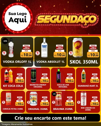 Modelo de Rede Social para Feed Instagram com o tema Segundaço para Distribuidora de bebidas