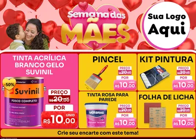 Modelo de Encarte para Encarte A4 Horizontal com o tema Semana Das Mães para Tintas e Ferramentas