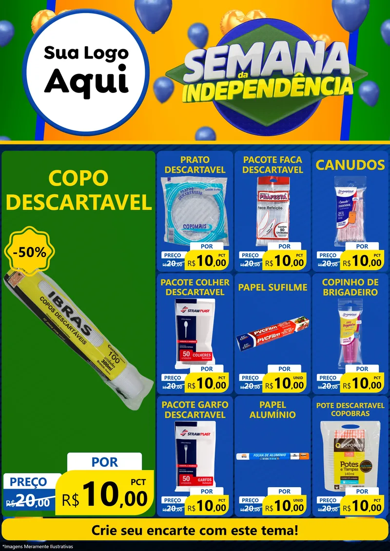 Modelo de Encarte para Encarte A4 Vertical com o tema Semana da Independência para Embalagens
