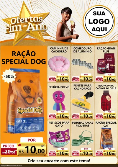 Modelo de Encarte para Encarte A4 Vertical com o tema Ofertas Fim de Ano para Pet Shop