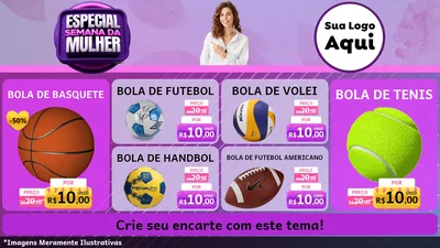 Modelo de TV para TV Horizontal com o tema Especial Semana da Mulher para Artigos Esportivos