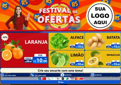 Modelo de Encarte para Encarte A4 Horizontal com o tema Festival de Ofertas para Hortifrúti