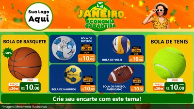 Modelo de TV para TV Horizontal com o tema Janeiro - Economia Garantida para Artigos Esportivos
