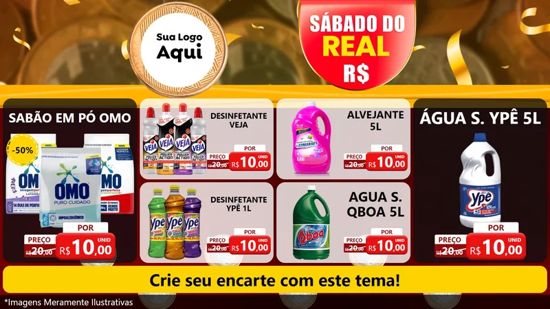 Modelo de TV para TV Horizontal com o tema Sábado do Real para Produtos de Limpeza