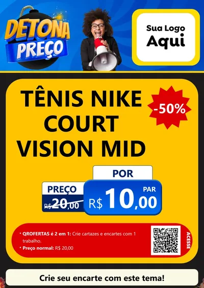 Modelo de Cartaz para Cartaz A4 Vertical com o tema Detona Preços para Calçados