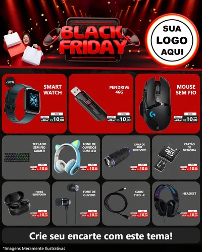 Modelo de Rede Social para Feed Instagram com o tema Black Friday para Informática