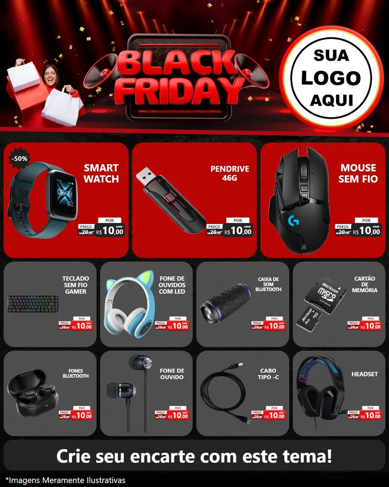 Modelo de Rede Social para Feed Instagram com o tema Black Friday para Informática