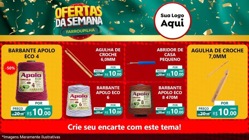Modelo de TV para TV Horizontal com o tema Ofertas da Semana Farroupilha para Armarinho e Aviamentos