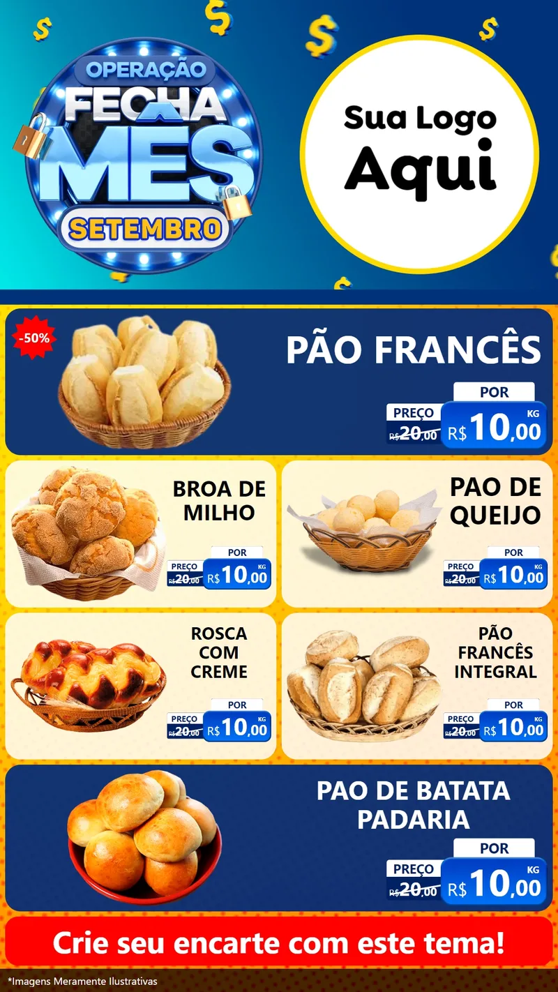 Modelo de TV para TV Vertical com o tema Operação Fecha Mês Setembro para Padaria