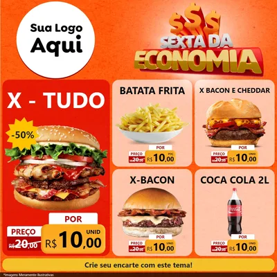 Modelo de Rede Social para Feed Facebook com o tema Sexta da Economia para Hamburgueria