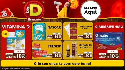Modelo de TV para TV Horizontal com o tema Dia D Economia para Farmácia