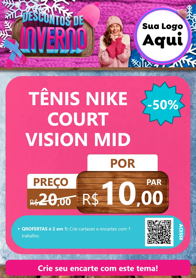 Modelo de Cartaz para Cartaz A4 Vertical com o tema Descontos de Inverno para Calçados