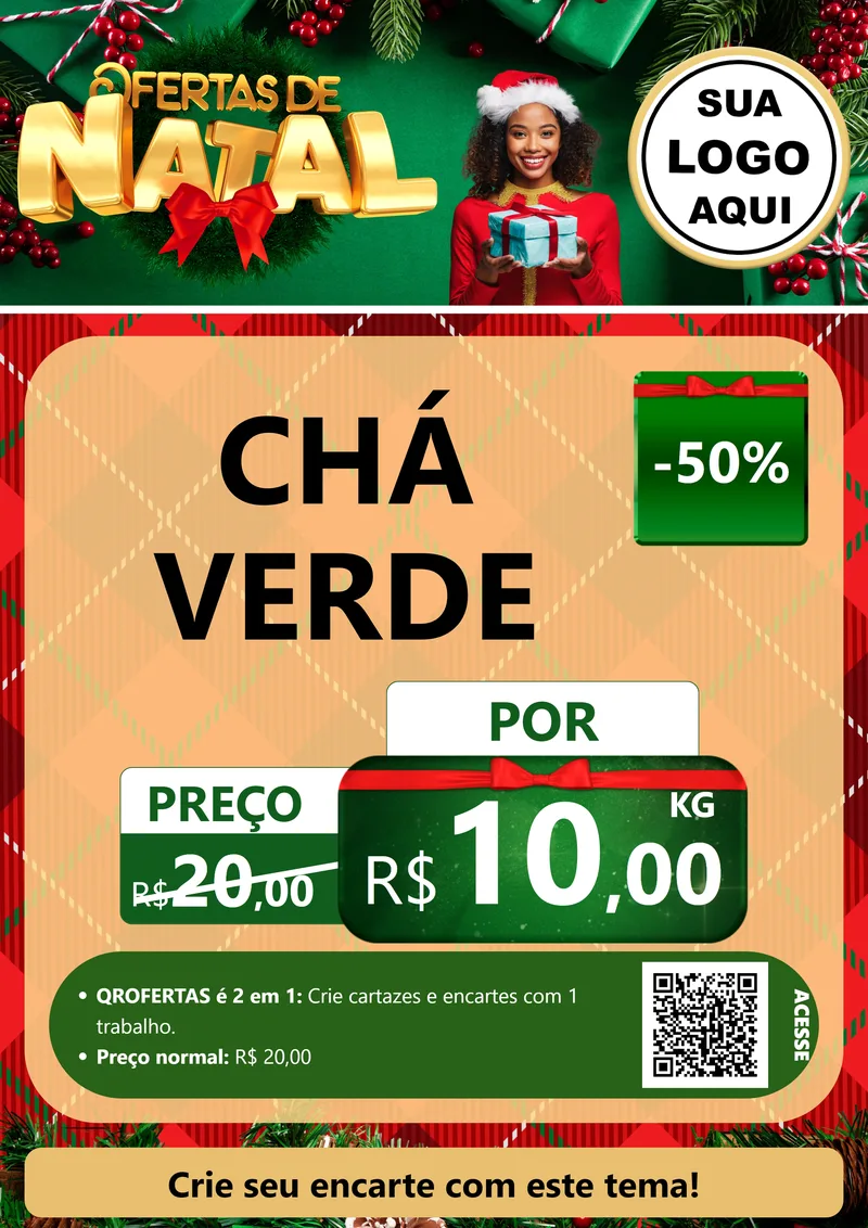 Modelo de Cartaz para Cartaz A4 Vertical com o tema Ofertas de Natal para Produtos Naturais