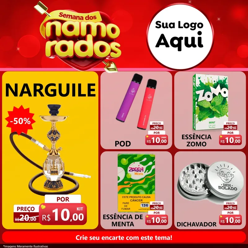 Modelo de Rede Social para Feed Facebook com o tema Semana dos namorados para Tabacaria