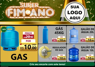 Modelo de Encarte para Encarte A4 Horizontal com o tema Super Fim de Ano para Água e gás