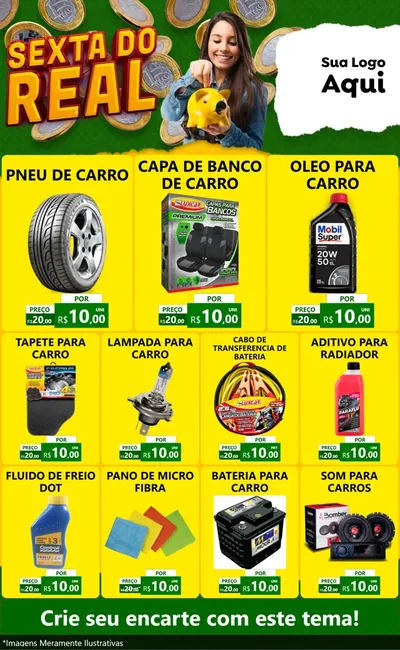 Modelo de Encarte para Encarte Grande com o tema Sexta do Real para Auto peças