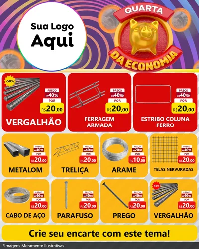 Modelo de Rede Social para Feed Instagram com o tema Quarta da Economia para Ferragens