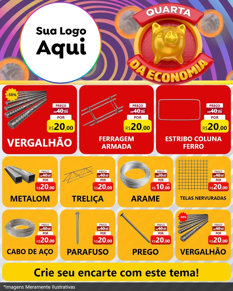 Modelo de Rede Social para Feed Instagram com o tema Quarta da Economia para Ferragens